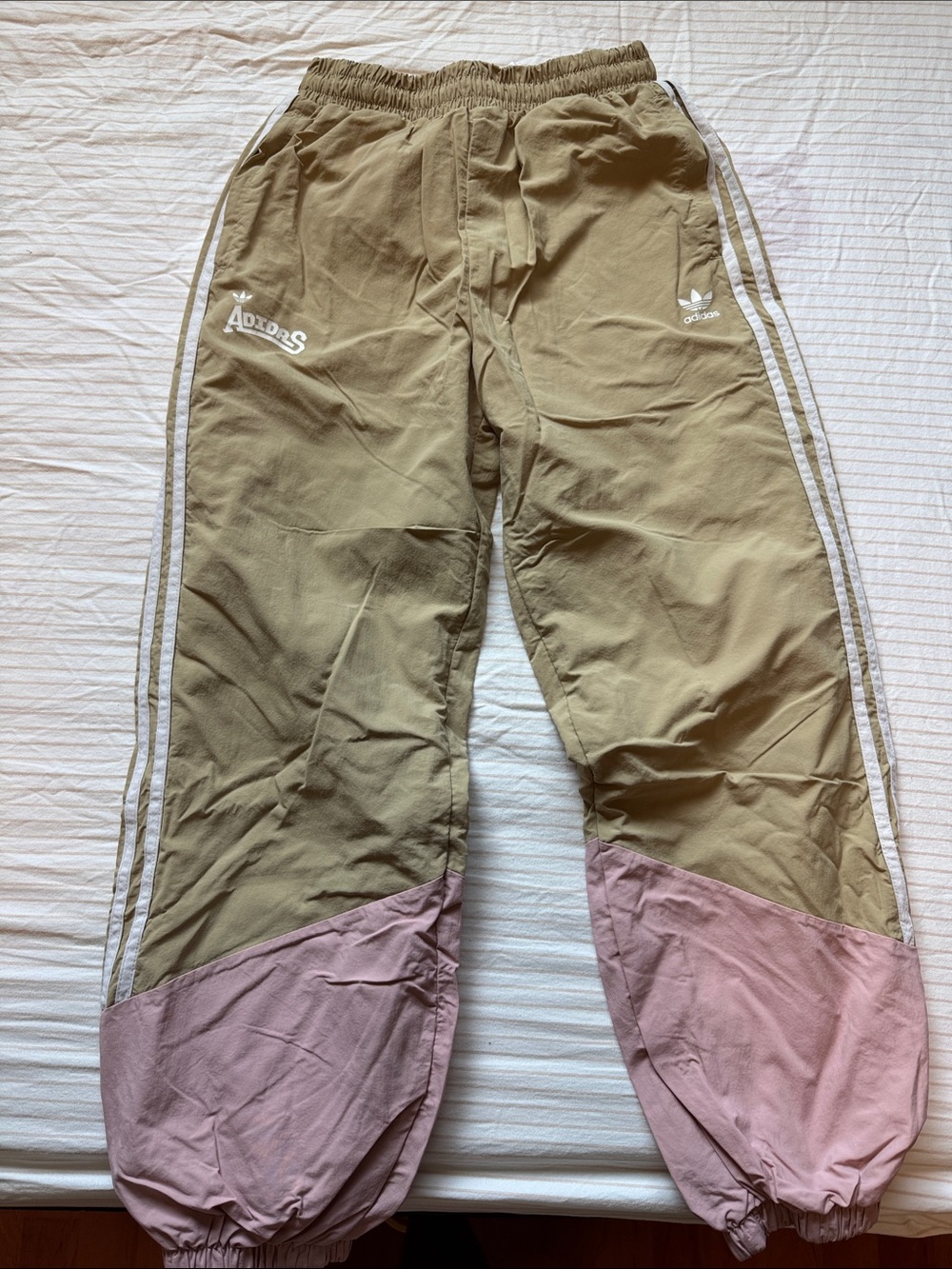 adidas Kids Olive and Pink Colorblock Joggers